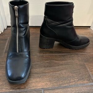 Raid Janella Front Zipper Black Leather Boots